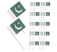 BESPORTBLE 200 Piezas Palillos con Bandera de Pakistán Mini Banderas Pequeñas Palitos de Madera Resistentes para Decoración de Tartas Cócteles y Aperitivos para Fiestas y Aprendizaje Cultural