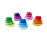 BESPORTBLE 20Piezas Bloques de Construcción Madera Educativos Apilamiento y Color el Desarrollo de Habilidades y Comunicación Familiar