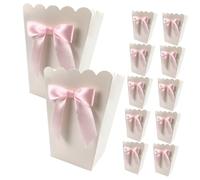 BESPORTBLE 24 Cajas de Palomitas de Maíz Festoneadas en Color Claro con Lazo, Recipiente de Papel Elegante para Bodas y Celebraciones de Cumpleaños