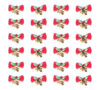 BESPORTBLE 24 Campanas Decorativas Navideñas Lazos Rojos para DIY 24 Piezas de Decoración Navideña Artesanal para Árbol y Guirnaldas Adornos Festivos para Hogar