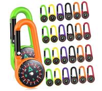 BESPORTBLE 24 Minibrújulas con Mosquetón para Brújulas Pequeñas para Llaveros con Brújula Llaveros De Camping De Aluminio para Exteriores con Clip De Plástico