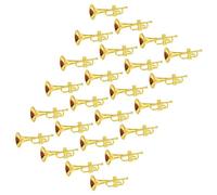 BESPORTBLE 24 piezas Mini Trompeta Dorada Modelo Decorativo DIY para Casa Accesorio Musical Seguro y Duradero para Adornos Realistas para Miniaturas y Maquetas