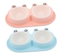 BESPORTBLE 2juegos Comedero Doble para Gatos y Perros con Diseño Rana Antideslizante y Base Hormigas Juego De Cuencos De Plástico Fácil De Limpiar para Casa y Oficina