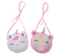 BESPORTBLE 2piezas Bolso Pequeño Cruzado Unicornio para Niña Monedero Peluche con Cierre Seguro Bolsa Móvil para Monedas Llaves y Bálsamo Labial Suave y Funcional Pack Unidades