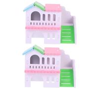 BESPORTBLE 2piezas Casa De Hámster De Madera De Pisos Refugio Colorido y Creativo para Mascotas Pequeñas Diseño De Villa De Madera Espacio Escondite para Hámsters