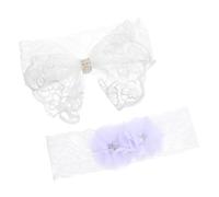 BESPORTBLE 2piezas Diadema de Encaje para Recién Nacidos Diademas de Flores para Niñas Accesorios Cabello de Bebés Diseño con Lazo Cómodo para Fotos de Recién Nacidas con Strass