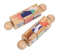 BESPORTBLE 2piezas Juguetes de Animales Giratorios de Madera Montessori Rompecabezas para Preescolares Juguete de Aprendizaje Temprano para Habilidades Motoras Finas Casa o Escuela