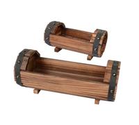 BESPORTBLE 2piezas Macetas De Madera Carbonizada Forma De Barril Macetero Decorativo Retro para Plantas para Interior Y Exterior Contenedor Anticorrosivo Decoración del Hogar Y Jardín