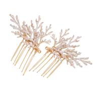 BESPORTBLE 2piezas Peineta Dorada Para Novia Accesorios De Cabello De Aleación Forma De Ramitas De Pino Peineta De Boda Para Cabello Decoración Nupcial Para Fiestas