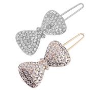 BESPORTBLE 2piezas Pinzas De Lazos De Horquillas De Gemas De Imitación Accesorios Pelo Plateadas