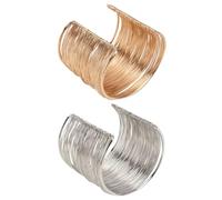 BESPORTBLE 2piezas Pulsera Metálica Ajustable Para Mujer De Color Plata y Joyería De Moda Para Fiesta y Ocasiones Especiales