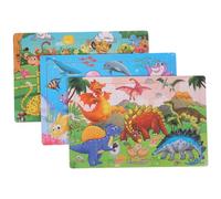 BESPORTBLE 3 Juegos Puzzle de Madera para Educativo de Animales y Dinosaurios Coloridos Juguetes Montessori para Desarrollo Mental y Coordinación Visual Preescolares