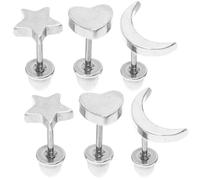 BESPORTBLE 3 Pares Estrellas En Forma De Corazón y Aretes Lunares Pendientes De Corazón Pendientes Punk Minimalistas Estrella De La Acero Inoxidable