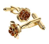 BESPORTBLE 3 Pares rosa gemelos studds de Tuxedo padrinos de boda enlaces para los hombres tachuelas gemelos con forma de rosa accesorios de traje de los hombres broches de ropa cobre Dorado