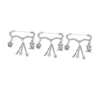 BESPORTBLE 3 Piezas alfiler para camisa Horneando suministros para hornear oro pequeño alfiler para hornear broche de chef placa para mujer Aleación de zinc Silver