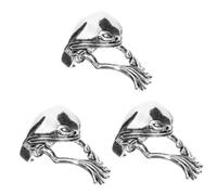 BESPORTBLE 3 Piezas anillo de rana anillos ajustables para hombre Anillos para la moda de los hombres joyas de rana divertidos para mujeres únicos para mujeres aleación Plata