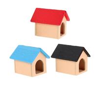 BESPORTBLE 3 Piezas Casa de Muñecas para Mascotas Miniatura de Madera Caseta para Perritos Accesorios para Jardín de Hadas y Escenario Exterior Muebles Miniatura para Creativo