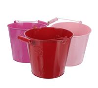 BESPORTBLE 3 Piezas Cubos Metálicos Pequeños con Asa Cubos de Hojalata Resistentes para Jardín Fiestas y Organización Colores Rojo Rosa y Multifuncionales y Portátiles para Decoración y