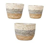 BESPORTBLE 3 Piezas Maceta de Cesta Tejida Redonda Cesta para sembradora de Algas Marinas florero Planta Maceta para el hogar macetero Tejido de Manual Cesta de Mimbre