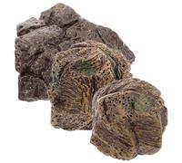 BESPORTBLE 3 Piezas Miniature Stone Rock Realistic Faux Rocks For Fish Tank Landscape Decoration Indoor and Outdoor Garden Ornaments Resin Stone Statues For Unique Home Decor