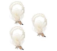 BESPORTBLE 3 Piezas muñequeras de perlas pulseras de ramillete nupcial pulsera de perlas para niñas pulsera de ramillete de perlas mano muñeca flor accesorio de dama de honor cinta