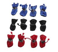 BESPORTBLE 3juegos Botas De Lluvia Impermeables para Perros Juego De Antideslizante y Material De Protección para Patas Días Lluviosos Rojo Negro Azul