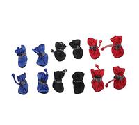 BESPORTBLE 3juegos Botas De Lluvia para Perros Impermeables y Antideslizantes Calzado para Mascotas Rojo Negro y Azul Protección para Patas Días Lluviosos