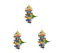BESPORTBLE 3piezas Bloques De Construcción para Pájaros De Madera Escalera De Arcoíris Juguete Masticable y Columpio para Periquitos Cacatúas y Loros Medianos y