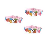 BESPORTBLE 3piezas Collar Ajustable para Perros y Gatos Decoración Floral PU Mediano Color Rosa Resistente y Atractivo para Mascotas