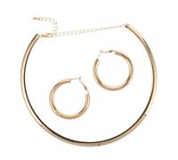 BESPORTBLE 3piezas Conjunto De Aros Dorados Gargantilla De Aro y Pendientes Bohemios Redondos Para Mujer Para Diario Fiestas y Celebraciones