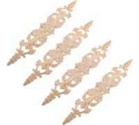 BESPORTBLE 4 Apliques Decorativos de Madera Maciza Estilo Europeo Tamaño 33X6 CM Color Natural para Decoración de Puertas de Armarios y Muebles Adhesivos Vintage Tallados para