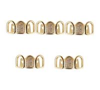 BESPORTBLE 4 Juegos Decoración de de Oro su para Gema del Diente con Soltero Boda Brillantes encantos de Parrillas de de Metal Colmillos Cobre Golden