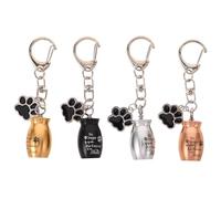 BESPORTBLE 4 llaveros conmemorativos con Forma de Pata de Perro, urna para Mascotas, Colgante para Cenizas, cápsula de Recuerdo, abalorio para Guardar el Cabello, Mini Frasco, medallón, joyería