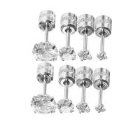 BESPORTBLE 4 Pares Pendientes De Circonio Aretes Pendientes Para Mujeres Pendientes De Rosca Para Mujer Pendientes De Circonitas Espalda Plana Pendientes Con Tornillos Circón