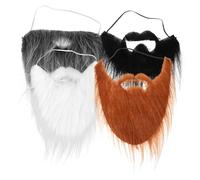 BESPORTBLE 4 Piezas Barba De Fiesta Suministros para La Fiesta Gris Barbas De Disfraces para Adultos Bigote Falso Barba Elegante Fiesta De Navidad Barba De Mago Poliéster
