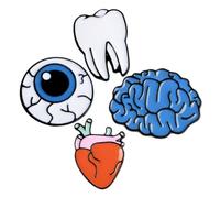 BESPORTBLE 4 Piezas Broche de Órgano Creativo Forma de Cerebro Corazón Ojos y Dientes Broche Decorativo para Ropa para Suéter Mochila