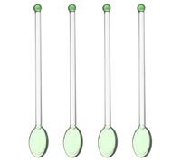 BESPORTBLE 4 piezas Cucharas de Vidrio Resistentes al Calor de Mezclar Café Jugos y Postres con Mango Ergonómico Transparente