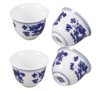 BESPORTBLE 4 Piezas Taza para Té de Cerámica Azul y White 25ml Estilo