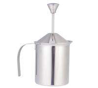 BESPORTBLE 400cc Espumador Manual de Leche de Acero Inoxidable con Filtro Doble Malla Batidor Portátil Resistente al Calor para Capuchino Leche Entera Desnatada Cabra para Uso Doméstico