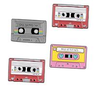 BESPORTBLE 4piezas Broches Pin Solapa Retro Cartoon Cassette Vintage Para Mujeres Alfileres Creativos Para Ropa Regalo Navidad y Halloween