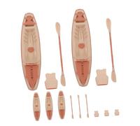 BESPORTBLE 5 Juegos Miniature Kayak Model Plastic Canoe with Paddles Life Vest Water Toy Educational Play Dollhouse Decoration