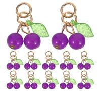 BESPORTBLE 50piezas Colgante de Cereza de Plástico Morado Cuentas de Cereza para Collares y Pulseras DIY Dijes de Frutas para Joyería y Manualidades