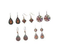 BESPORTBLE 5pares Pendientes Vintage De Aleación Pendientes Colgantes Bohemios Gemas De Imitación Joyería Para Mujeres y Niñas