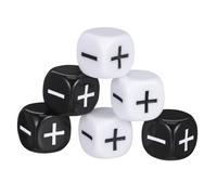 BESPORTBLE 6 Dados de Plástico Blancos y Negros con Símbolos de Adición y Sustracción, Fáciles de Leer y Bien Equilibrados, Ideales para Jugar y Fiestas, Paquete de 6 Piezas
