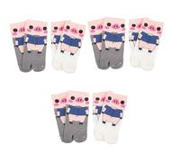 BESPORTBLE 6 Pares Calcetines Cortos Dos Dedos Adorables para Mujer y Niña Diseño de Cerdito Antideslizantes Cálidos y Resistentes de y Gris