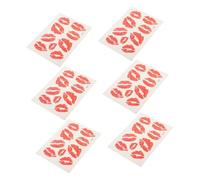 BESPORTBLE 6 Pcs Tatuajes Temporales De Besos Rojos - Pegatinas De Labios Para Decoración DIY - Ideal Para Fiestas y Eventos Especiales