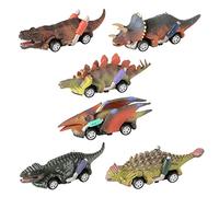 BESPORTBLE 6 Piezas Coches de Juguete de Dinosaurios Simulados para para Fiesta de Cumpleaños de Dinosaurios Juguete Educativo Sin Pilas Vehículos de Arrastre Divertidos
