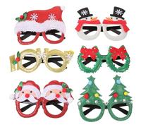 BESPORTBLE 6 Piezas Gafas Navideñas para Accesorios de Fiesta Marcos Divertidos para Fotos de Navidad Diseño Temático con Árboles Sombreros y Muñecos para Celebraciones y Fiestas Infantiles