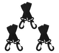 BESPORTBLE 6 Piezas Ganchos para Cochecitos y Bolsos, Ganchos Colgantes para Cochecito, Negro, Poliéster y Plástico, para Bolsas de Compras, Bolsas de Pañales y Mamás