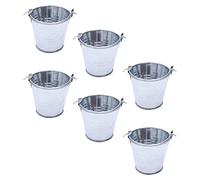 BESPORTBLE 6 Piezas Mini Cubos de Hierro para Macetas Creativas Decorativas Brillante Color Plata para Jardinería y Almacenamiento Casa